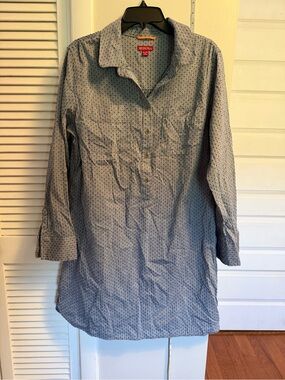 Merona Light Blue Microdot Long-Sleeve Button-Down Shirt Dress